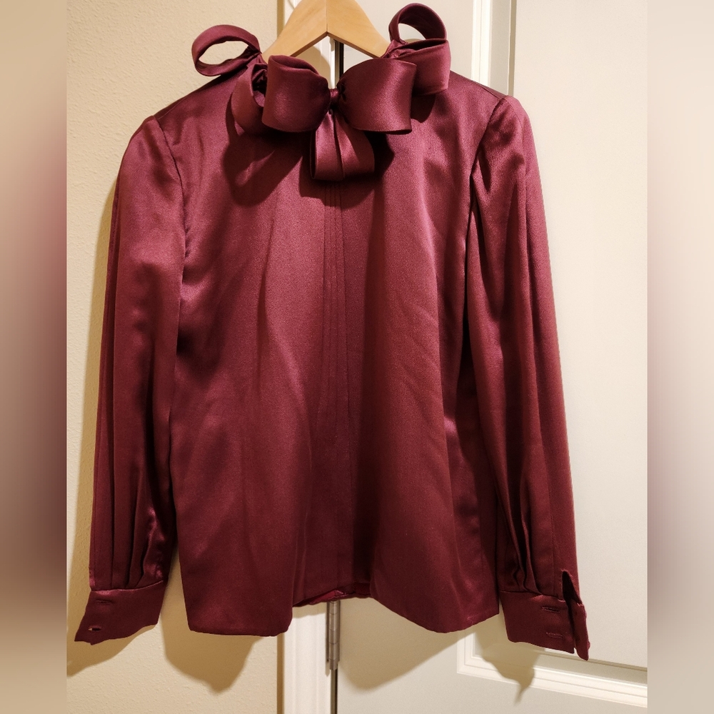 Vintage André Laug Burgundy Top with Bow
